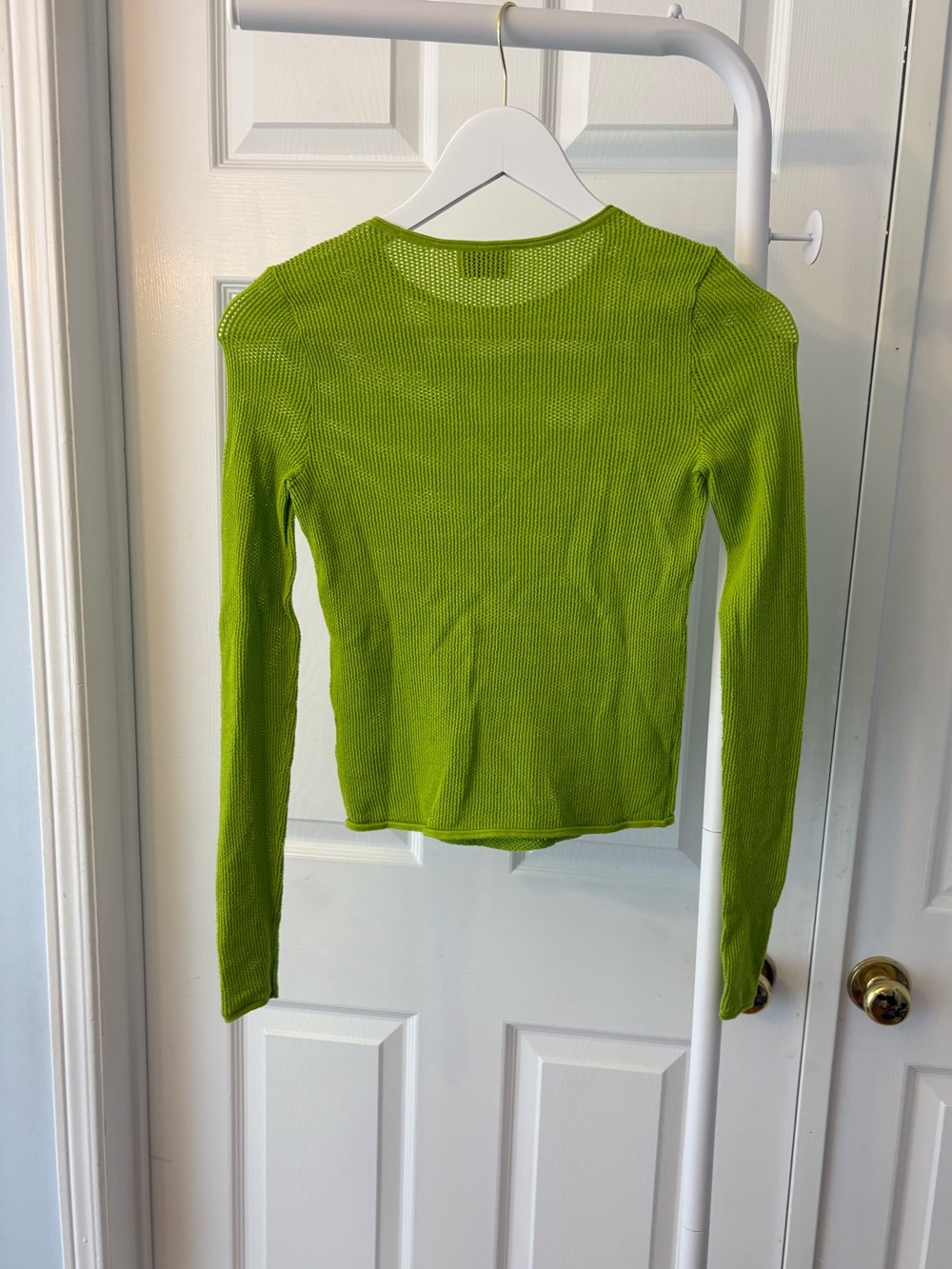 Aritzia Sunday Best Green Down Town Mesh Knit Crewneck Sweater Top Extra Small - Picture 7 of 15